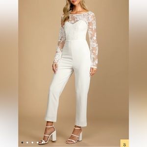 Lulus Write Your Own Romance White Embroidered Long Sleeve Jumpsuit